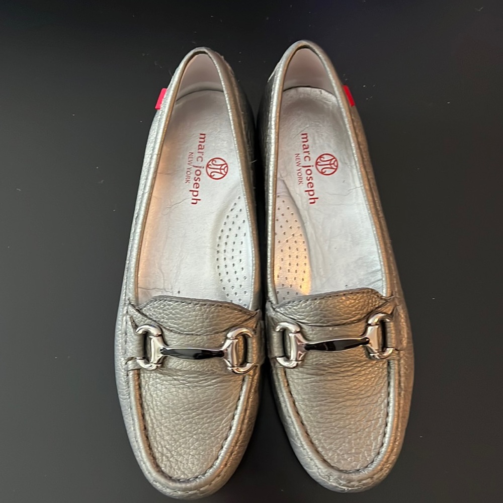 Marc Joseph New York Gray Pebble leather loafers Size 7